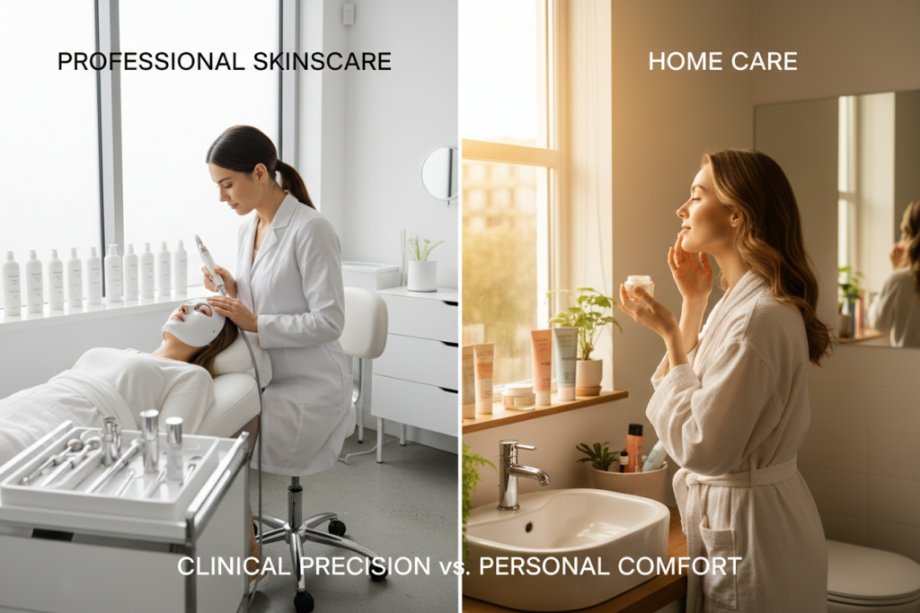 professional skincare vs home care